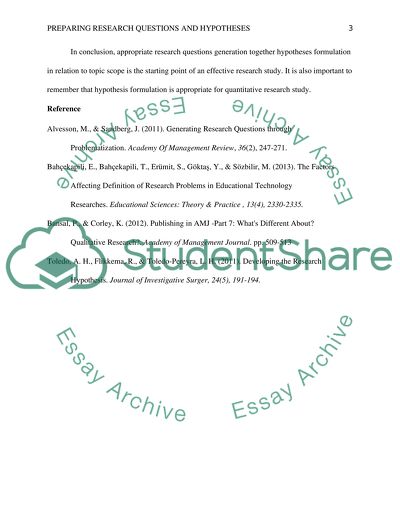 Preparing Research Questions and Hypotheses