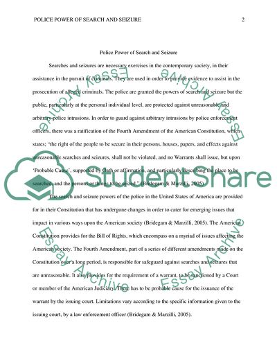 Police Power of Search and Seizure