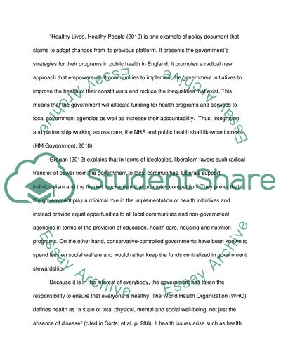 Impact of Healthy Lives, Healthy People Policy on Childhood Obesity