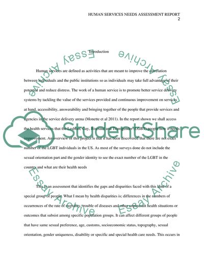 Human Services Needs Assessment Report