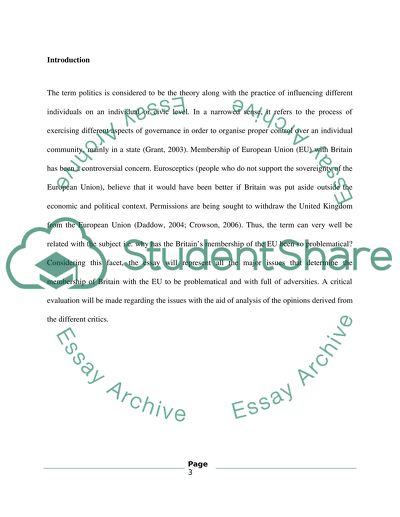 Why has the Britains membership of the EU been so problematical