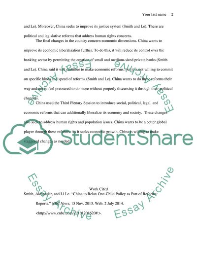 Analysis of Chinas Reforms