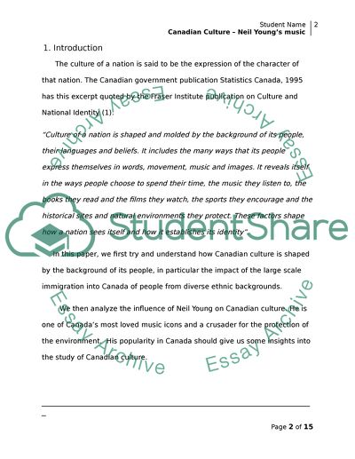 Canadian Culture and the Influence of Neil Youngs Music