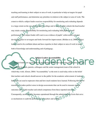 The role and responsibilities of a subject leader in secondary school