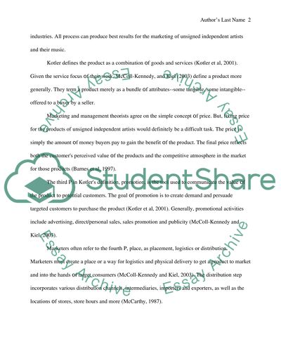 The Marketing Practice For Unsigned Independent Artists And Their Music