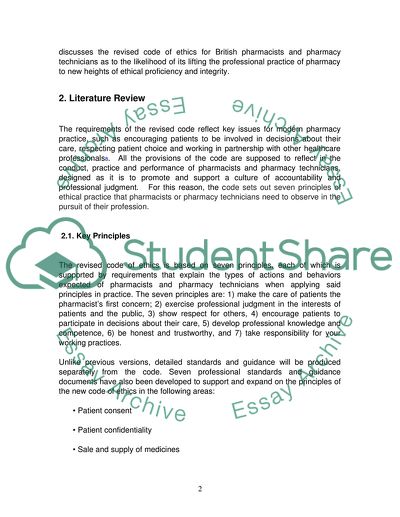 The new code of Pharmacy ethics and practice in UK