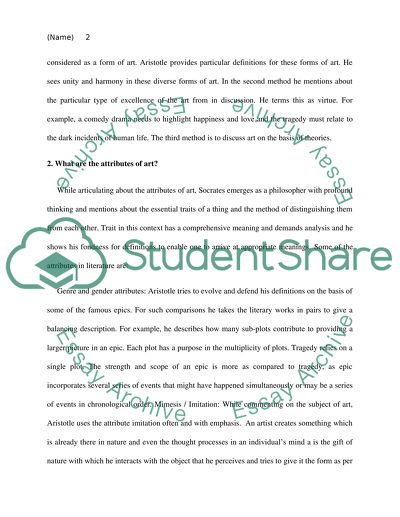 The Foundations of Aristotles Theory of Art