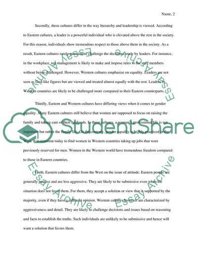 Cultural difference between the eastern and western