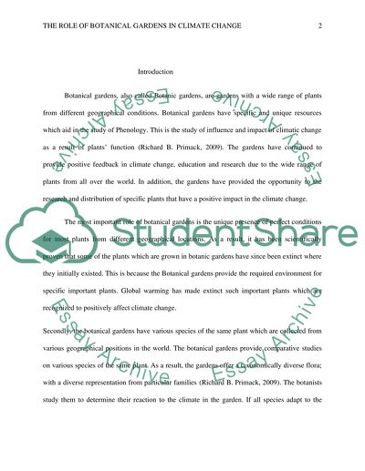 The role of Botanical gardens in climate change