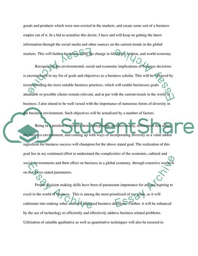 Personal Goals, Objectives and Strategies