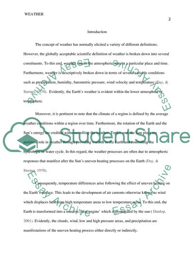 The Weather Processes Influencing The Climate Changes
