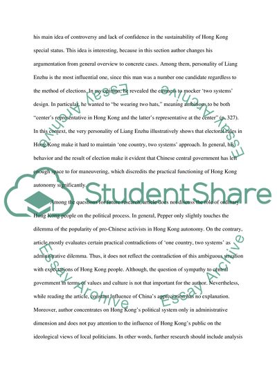 Ability to Provide Local Self-Government of Hong Kong