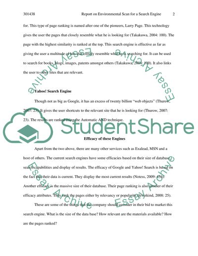 Environmental Scan for a Search Engine