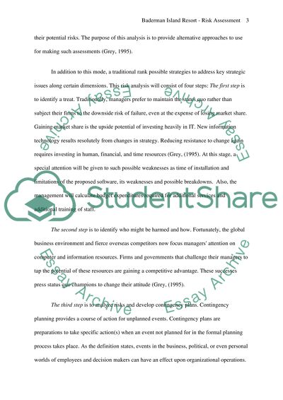 Baderman Island Resort Risk Assesment