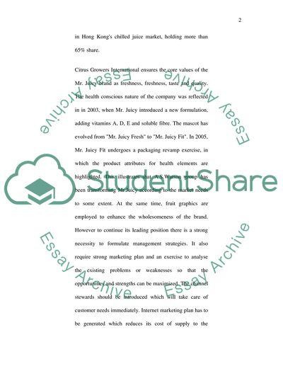 How to maintain Mr. Juicy as the market leader in the Hong Kongs chilled juice market