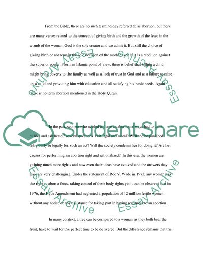 Freedom of Women to Choose the Right of Abortion