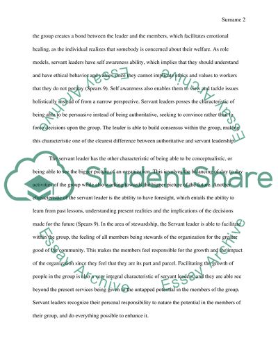 Part B: Servant Leadership Profile