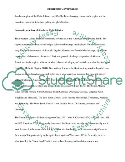 Economic Governance And Institutional Dynamics In USA Southern Region