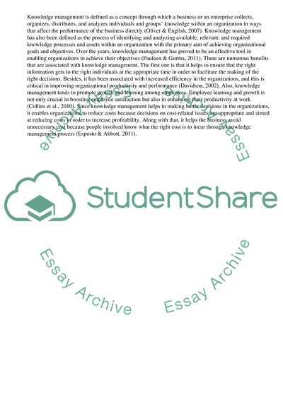 The Benefits of Knowledge Management to Business