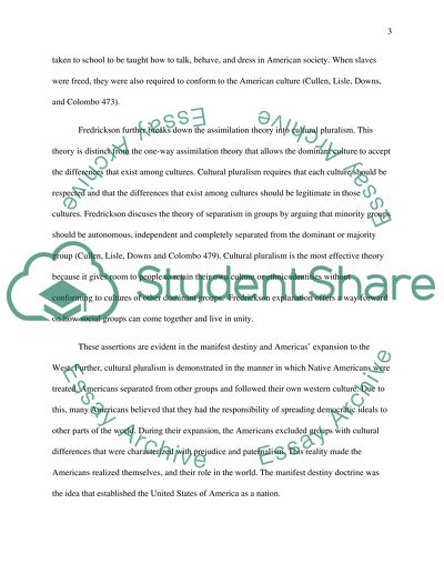 MANIFEST DESTINY AND ASSIMILATION THEORY