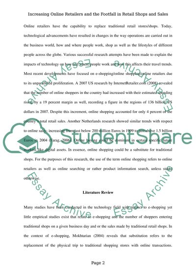 The Impacts of Online Retail Shopping on the Footfall in Retail Shops and Sales