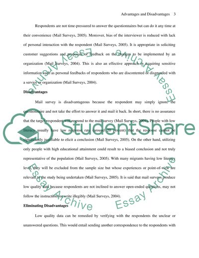 Advantages and disadvantages of using mail surveys