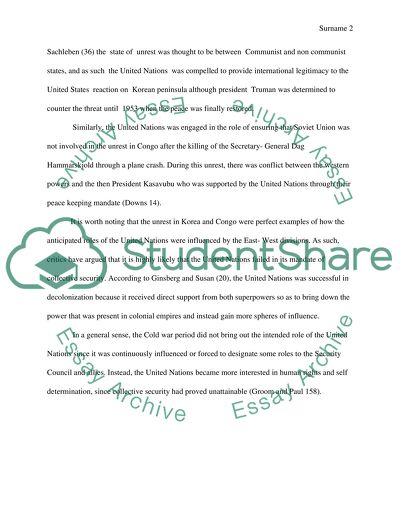 The role of the UN during the could war