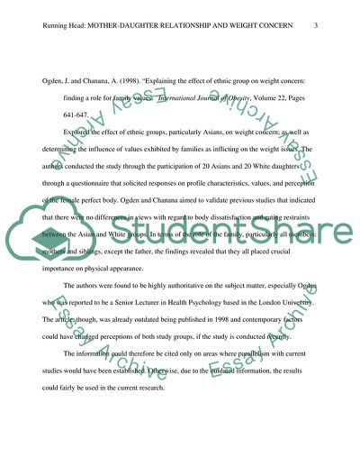 Mother-Daughter Relationship and Weight Concern