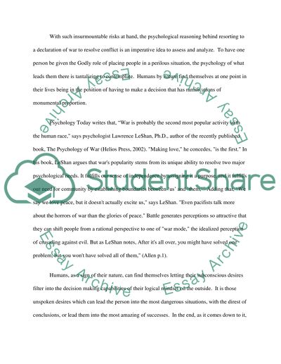 Psychological Route to War