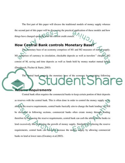 The Traditional Models of Money Supply