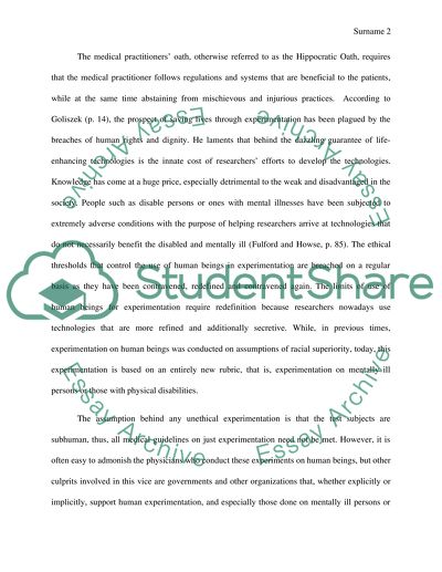 Unethical Experimentation On the Mentally Ill/Disabled