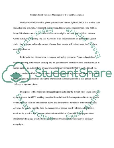 Gender-Based Violence Messages For Use in IEC Materials