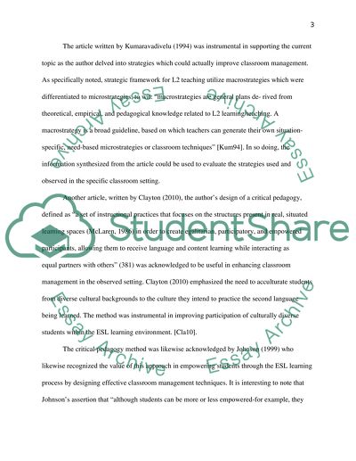 Critical Pedagogy Applications in Observed Classroom Management