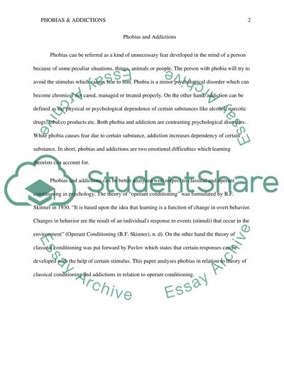 (Intro Psychology) Phobias and Addictions (as related to classical and operant conditioning)