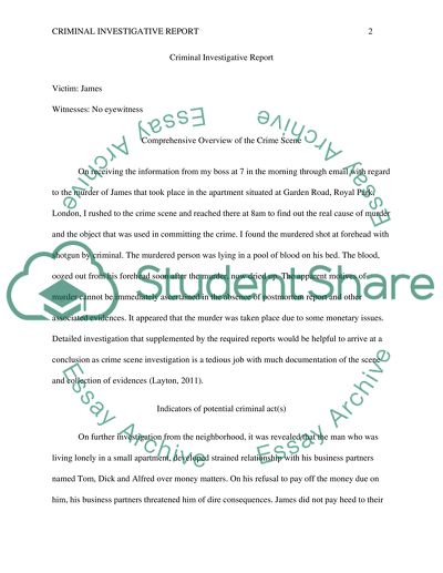 Criminal Investigative Report