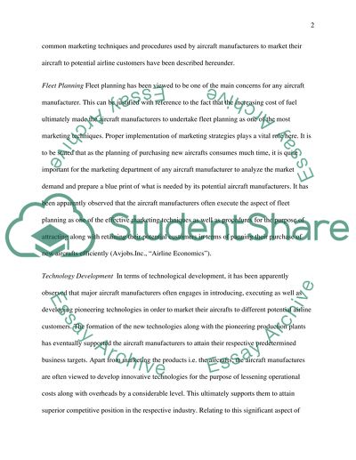 Commercial Aircraft Marketing to Carriers