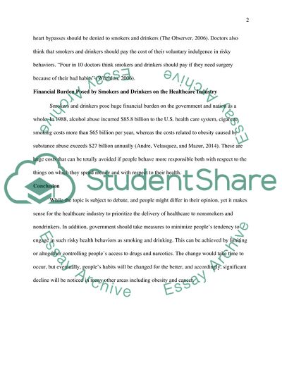 Do Smokers and Drinkers Deserve Healthcare