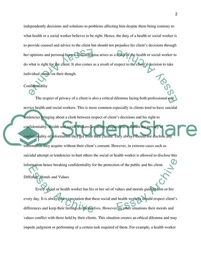 Ethical Dilemmas Facing Health and Social Workers