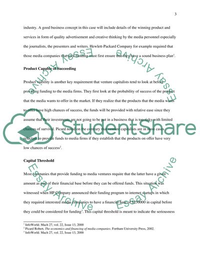 Funding of Media Venture