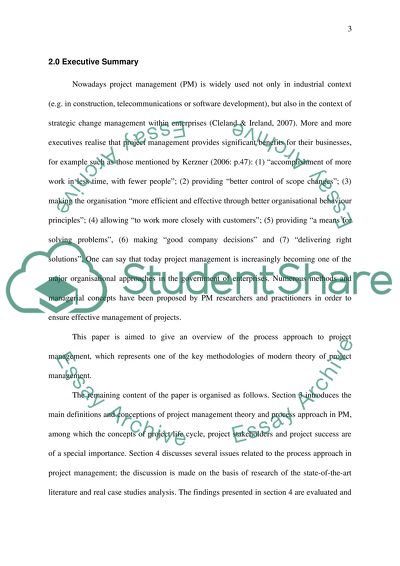 Process Approach to Project Management