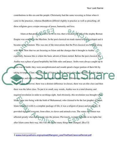 Islam, Christianity And Buddhism In The Post Classical Era