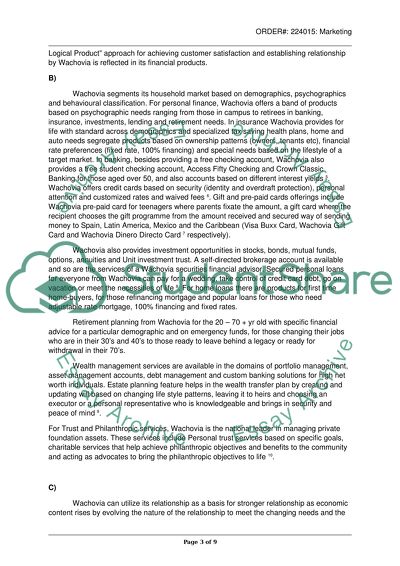 Strategic Marketing at Wachovia Corporation and Organization Control