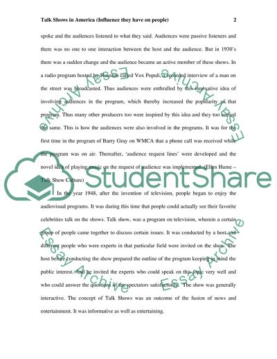 Talkshows in America