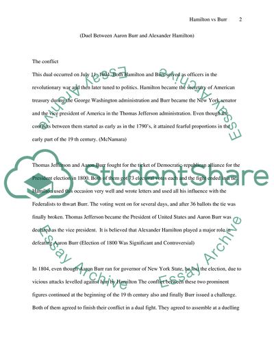 Alexander Hamilton vs Aaron Burr