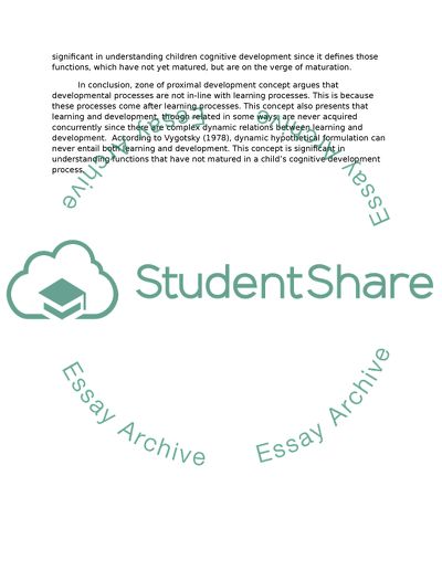 The Zone of Proximal Development Concept