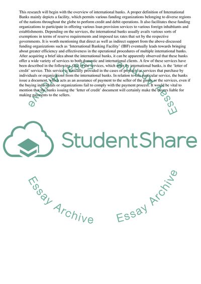 International Banks Functions and Regulations