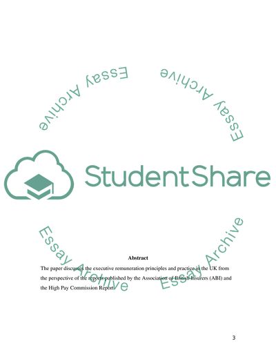 Executive Remuneration Principles and Practice