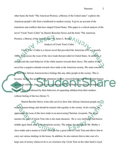 Analysis of Uncle Toms Cabin and The American Promise, a History of the United States