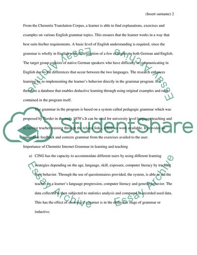 Internet Grammar Tool Developed at Chemnitz University