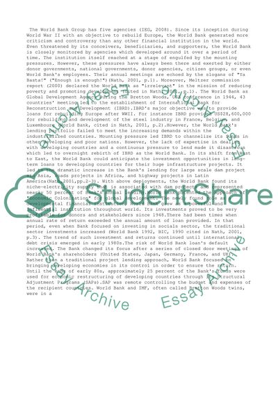 History of the World Bank. What is the impact of the world bank upon development in the south